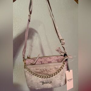 Juicy Couture Double Trouble Blush Faux Fur Crossbody Bag